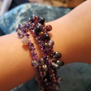 Purple stretch bead bracelet